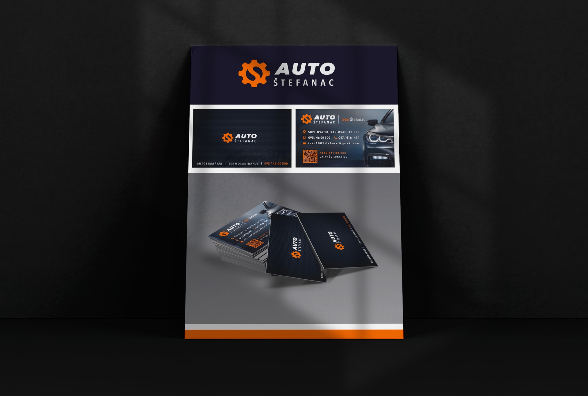 Auto Štefanac - logo za autoservis i vizualni identitet - Red Sun