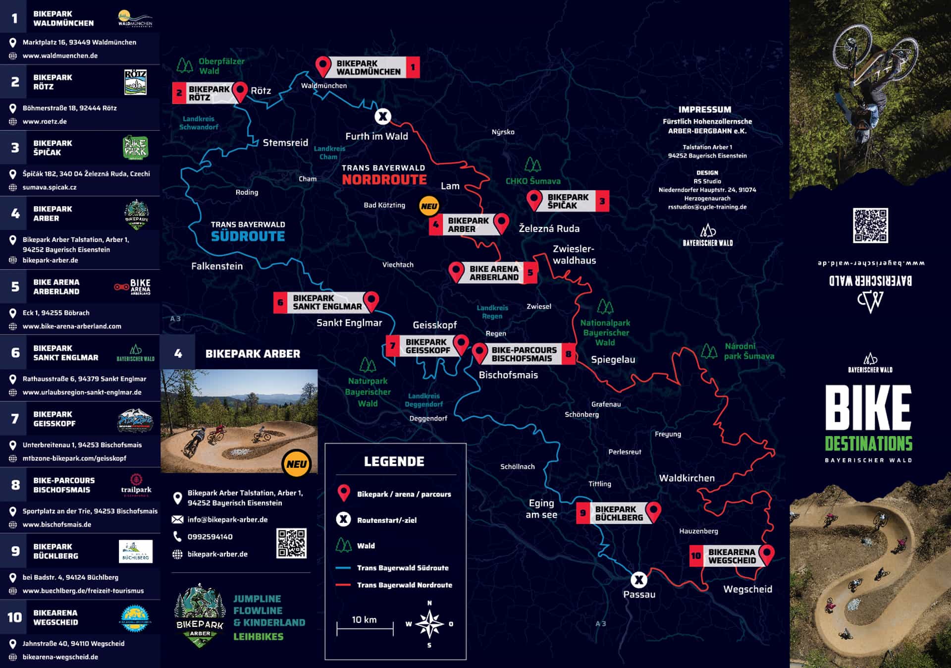 Bayerischer Wald - dizajn karte i priprema za tisak - Biciklističke rute - Red Sun 2