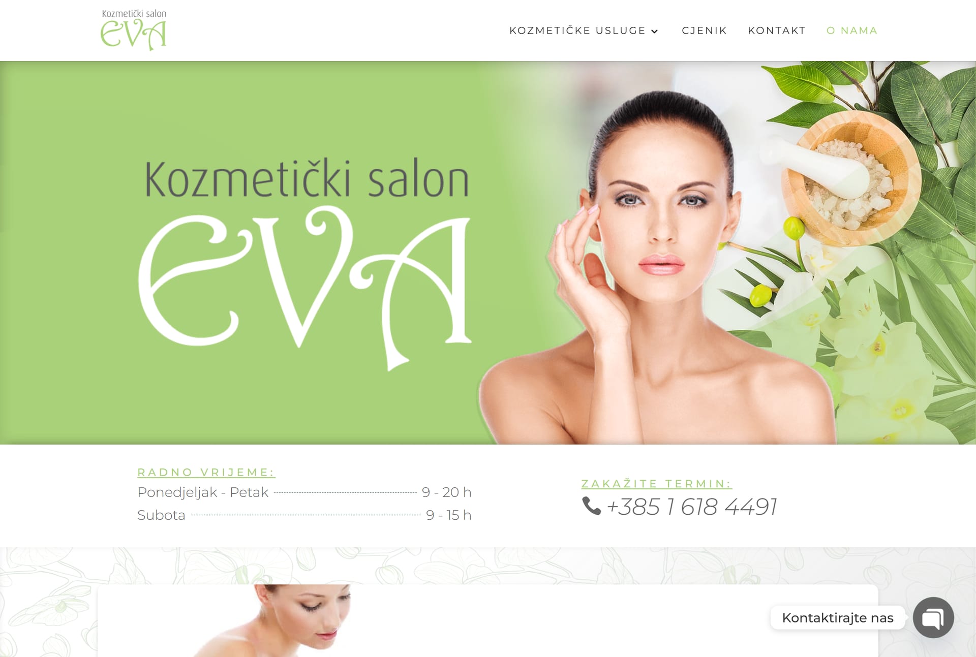 Salon Eva - izrada web stranice za kozmetički salon