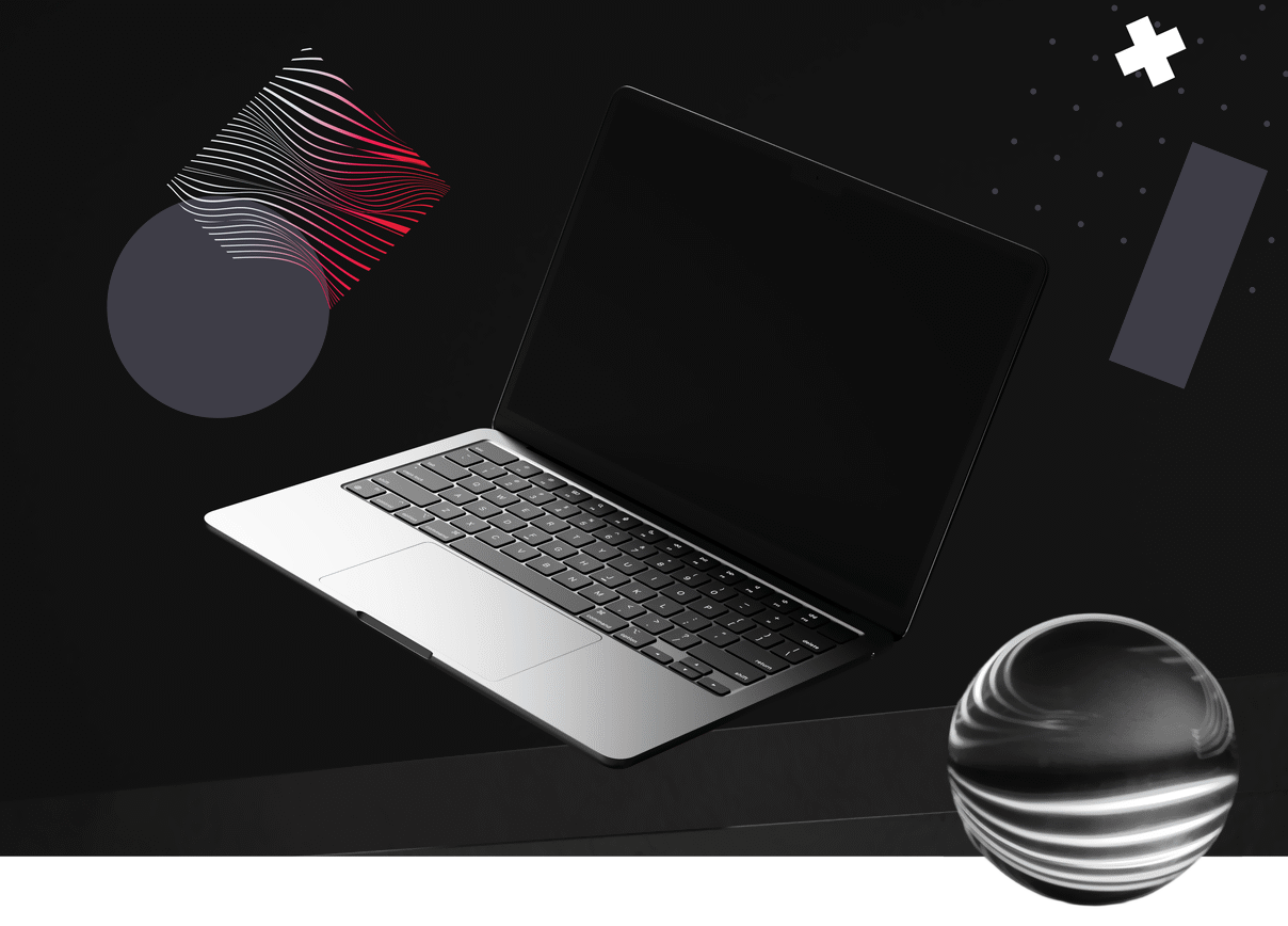 Laptop s glitch animacijom na ekranu